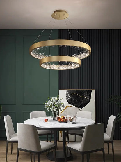 DecorBites™ Crystal LED Chandelier Circle Hanging Lamp - Modern Luxury Dimmable Lighting