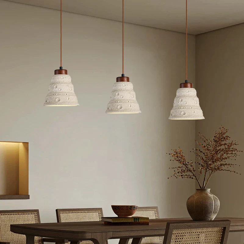 Decorbites™ Japanischer Stil LED-Hängeleuchten mit Holz-Baldachin und Zement-Lampenschirm
