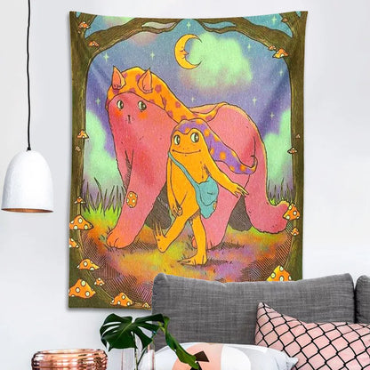 DecorBites™ Cottagecore Frog Mandala Tapestry for Girls' Room and Dorm Decor