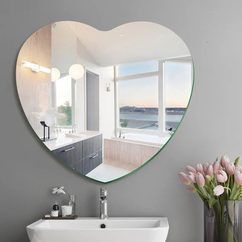 Decorbites™ Herzförmiger Acryl-Splittersicherer Wandspiegel-Dekor für Schlafzimmer, Wohnzimmer