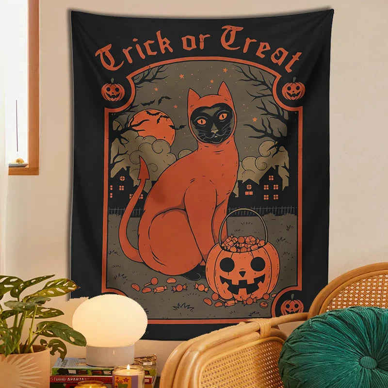 Decorbites™ Halloween-Katzen-Wandbehang für süße und gruselige Heimdekoration