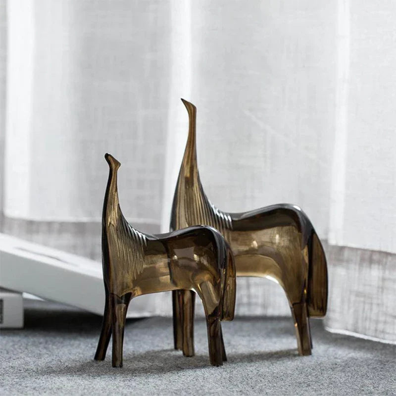 Decorbites™ Pferdepaar & Fohlen Skulpturensatz – Abstrakte Tierornamente für die Heimdekoration