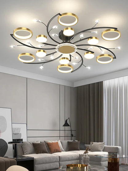 Decorbites™ Gold-Aluminium-LED-Kronleuchter mit K9-Kristall, Luxus-Pendantleuchten für die Hausdekoration