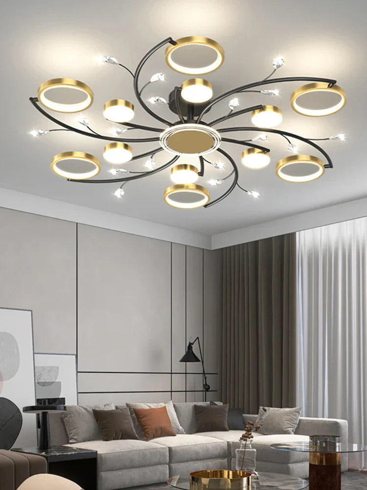 Gold Crystal LED Chandelier K9 12-Head