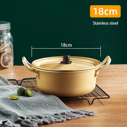 Decorbites™ Koreanischer Ramen-Nudelkocher Topf Heißes Kochen Instant-Eintopf Deckel Pfanne Suppentopf