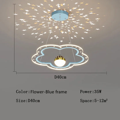 DecorBites™ Cloud Flower LED Chandelier: Modern Starry Sky Decor for Kid's Bedroom and Study Hall