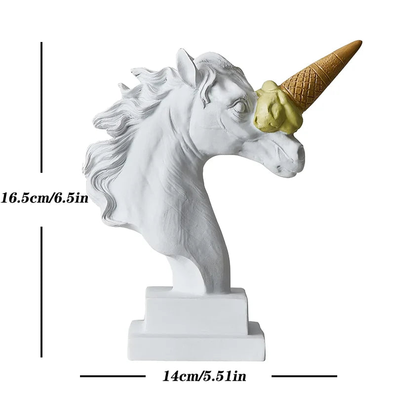 Decorbites™ Eiscreme-Pferdekopf-Harzskulptur-Figur für Heim- und Bürodekoration & Geschenke
