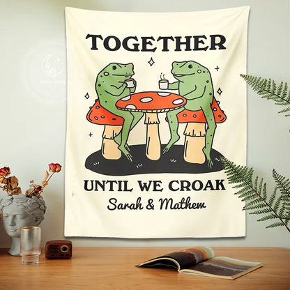 DecorBites™ Cute Cartoon Frog Moon Phase Tapestry for Girls Dorm Room Decor