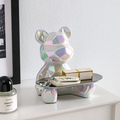 DecorBites™ Geometric Bear Piggy Bank Key Tray Cosmetic Bookshelf Statue & Storage Box