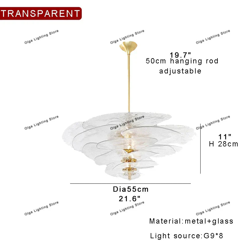 Decorbites™ Grüne Blatt Glas Deckenleuchter - Elegante Vintage-Lüster für Wohnzimmer- und Esszimmer-Dekoration