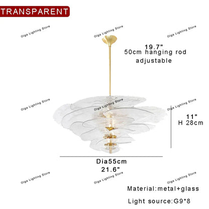 Decorbites™ Grüne Blatt Glas Deckenleuchter - Elegante Vintage-Lüster für Wohnzimmer- und Esszimmer-Dekoration