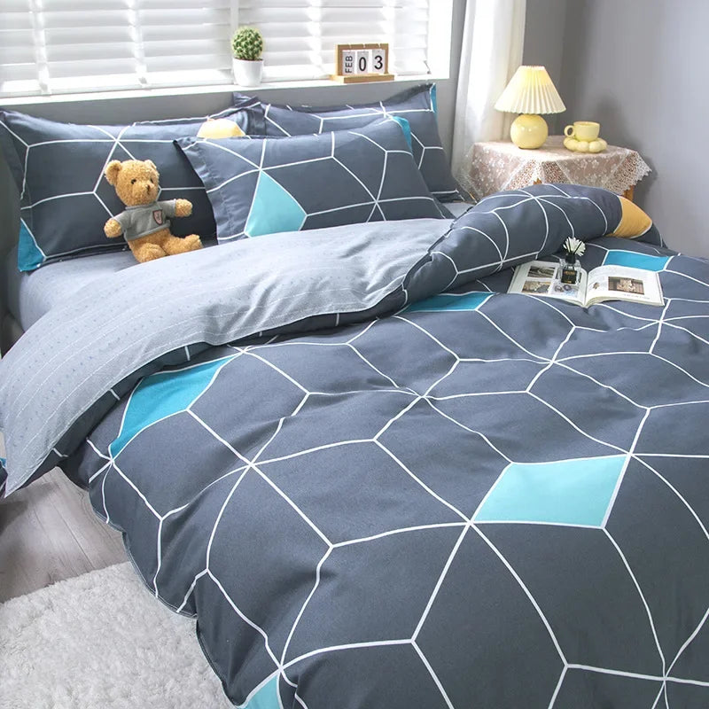 Decorbites™ 4-teiliges Geometrisch-Blumenliches Bettbezug-Set für 1,5/1,8/2M-Betten