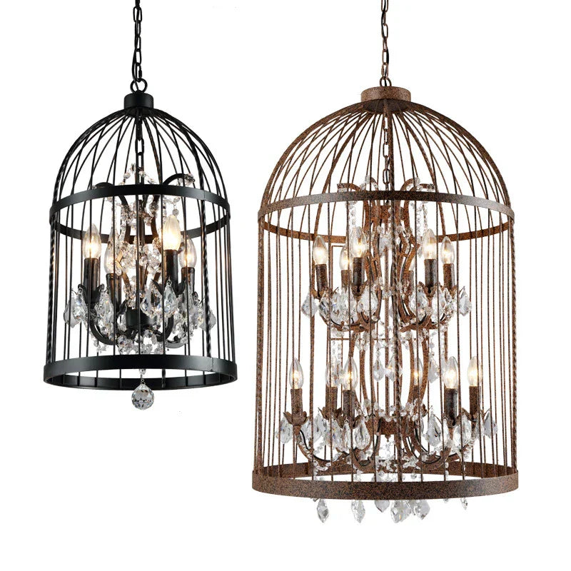 Decorbites™ Eisenkäfig-Kristall-Lüster: Kugelförmige Hängeleuchte für die Raumdekoration