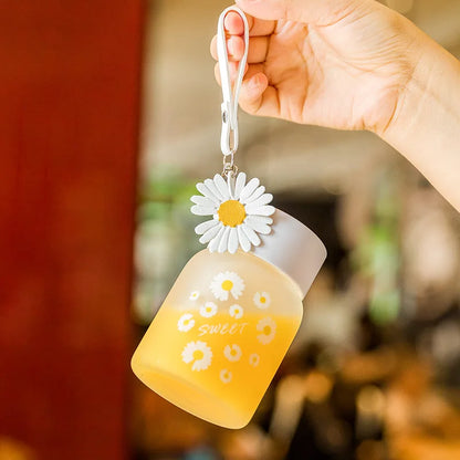 Decorbites™ Gartendaisy-Blüten-Glas-Wasserflasche Tragbarer Becher 350ML