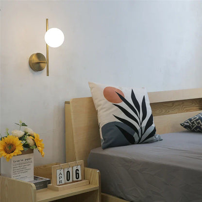 DecorBites™ Golden LED Wall Lights with Milky Glass Ball Design