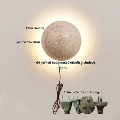 Decorbites™ LED-Wandleuchte: Nordisches modernes Design mit weißem Glas und gelbem Travertin-Holz