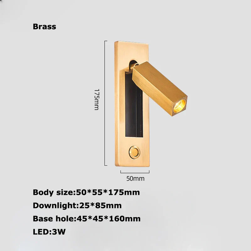 Decorbites™ LED-Wandleuchte mit Schalter, USB-Anschluss, drehbar – Leselampe für das Schlafzimmer