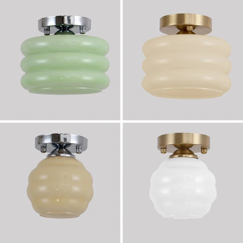 Decorbites™ Cremiges Glas-Eisen-LED-Deckenleuchte – Moderne Innenbeleuchtung