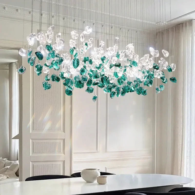 Decorbites™ Glas-Stein-Kronleuchter: Moderne Luxus-LED-Pendantleuchten für Esszimmer-Kunstdekoration