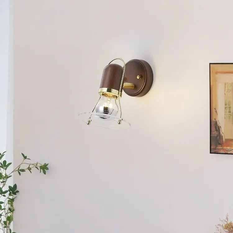 Decorbites™ Japanische Walnussholz-Wandleuchte mit Reißverschluss-Schalter für Schlafzimmer oder Flur