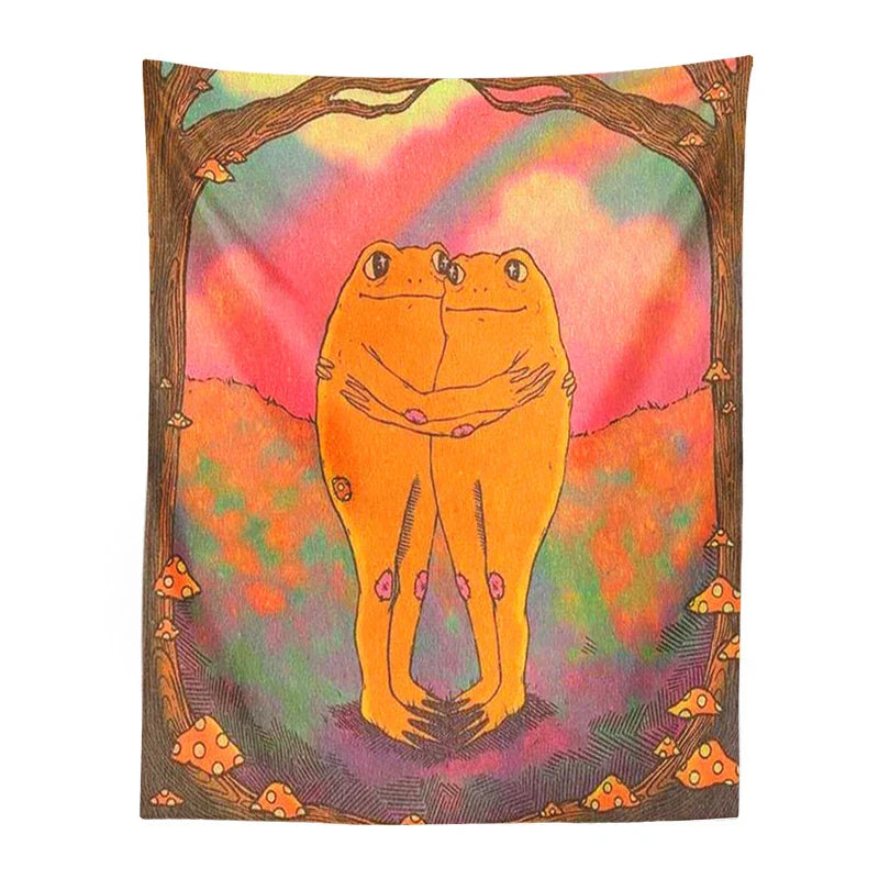 DecorBites™ Cottagecore Frog Mandala Tapestry for Girls' Room and Dorm Decor