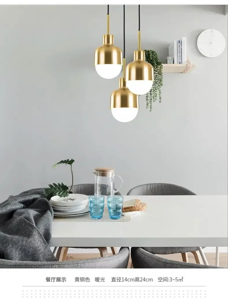 DecorBites™ Gold Iron Led Pendant Lights for Kitchen Dining Room, Modern Luminaire Hanging Lamps