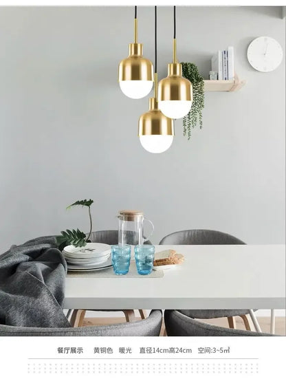 DecorBites™ Gold Iron Led Pendant Lights for Kitchen Dining Room, Modern Luminaire Hanging Lamps