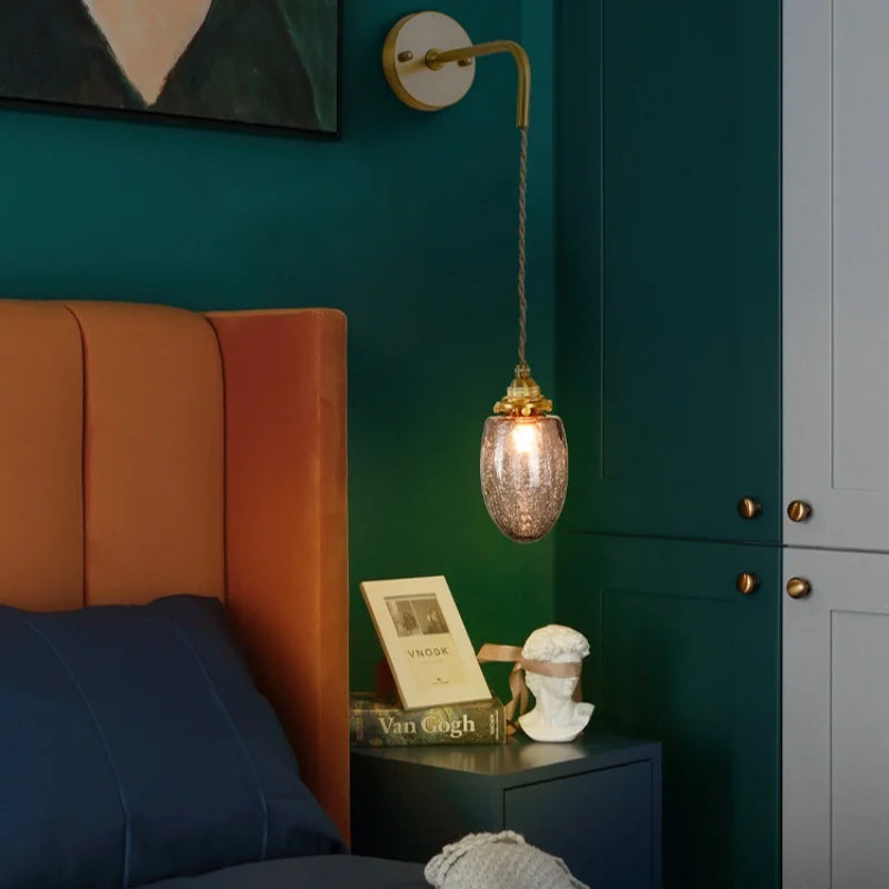 Decorbites™ Graue Glas LED Wandlampe Schlafzimmer Wohnzimmer Loft Modern Kupfer Wandlampe