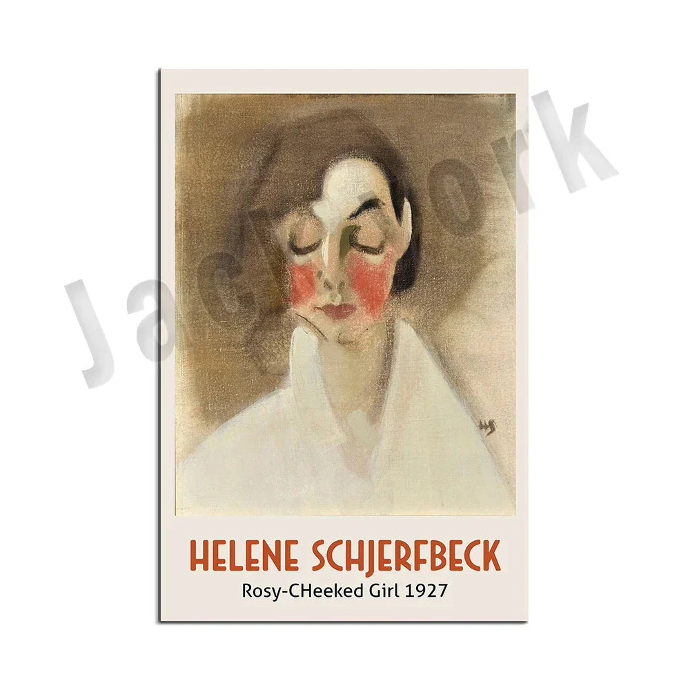 Decorbites™ Abstract Vintage-Ausstellungsplakat-Set - Helene Schjerfbeck, Zirkusmädchen, Blondes Mädchen