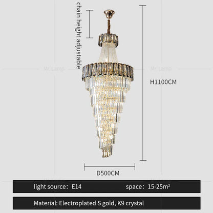 Decorbites™ Elegante Kristall-Leuchter für Duplex-Spiraltreppe und Wohnzimmer
