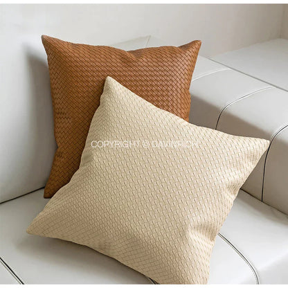 DecorBites™ Geometric Faux Leather Throw Pillow Cover - Modern Luxury Pillowcase
