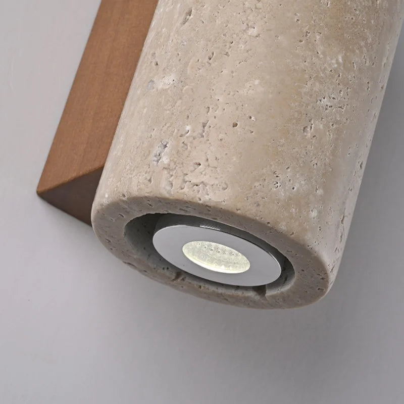 Decorbites™ LED Wandlampe Gelber Travertin-Stein Schlafzimmer Arbeitszimmer Café Holz Basis Treppenlicht