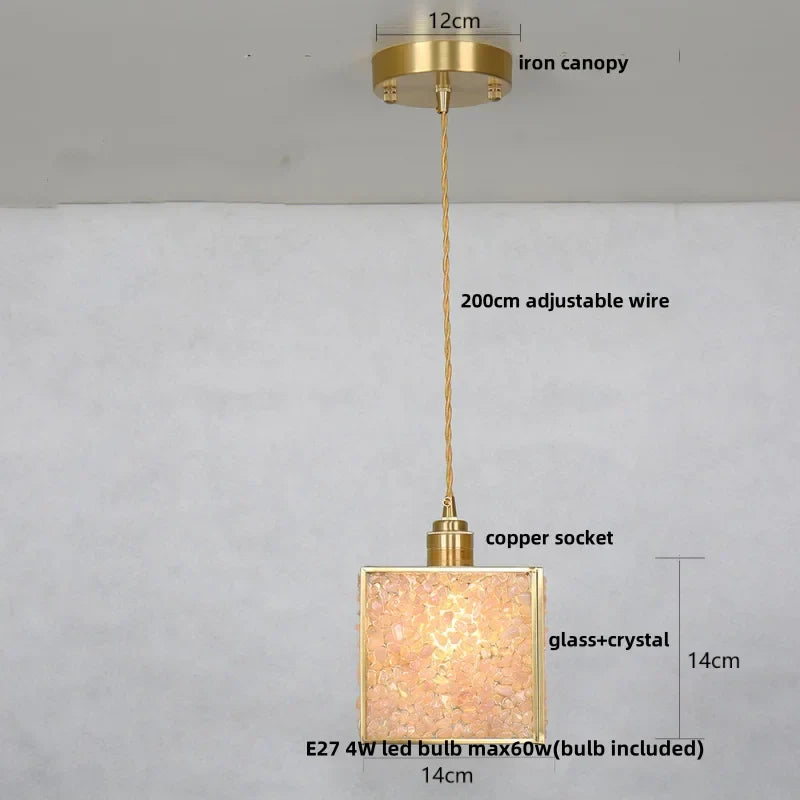 Decorbites™ Kupfer-Walnuss-LED-Pendantleuchte Kristallglas-Hängeleuchte