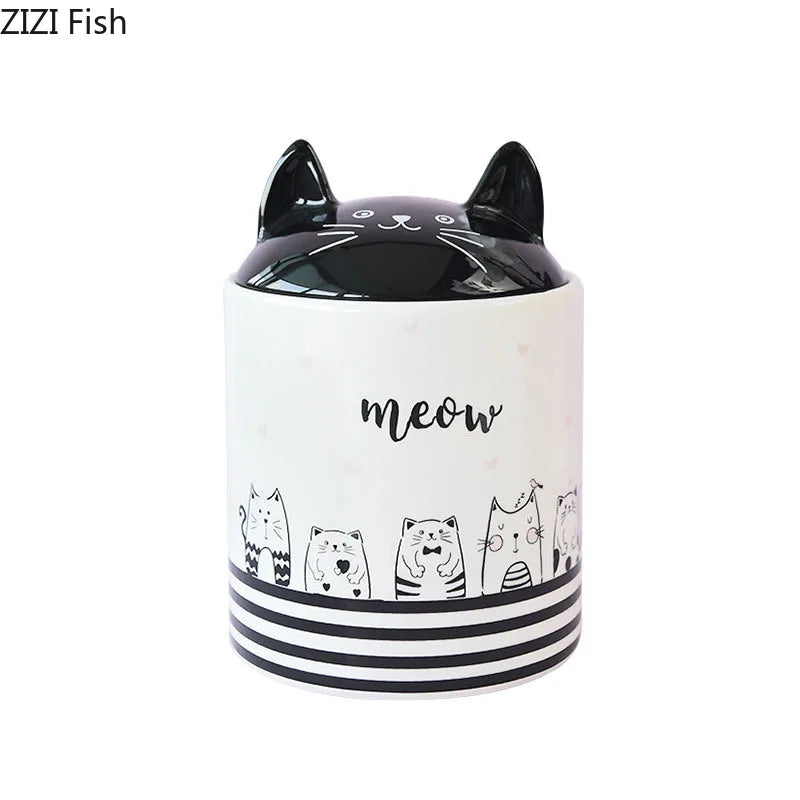 Decorbites™ Schwarze Katze Keramik-Schmuckdose Kosmetikdose Duftgefäß Bonbon-Dosen