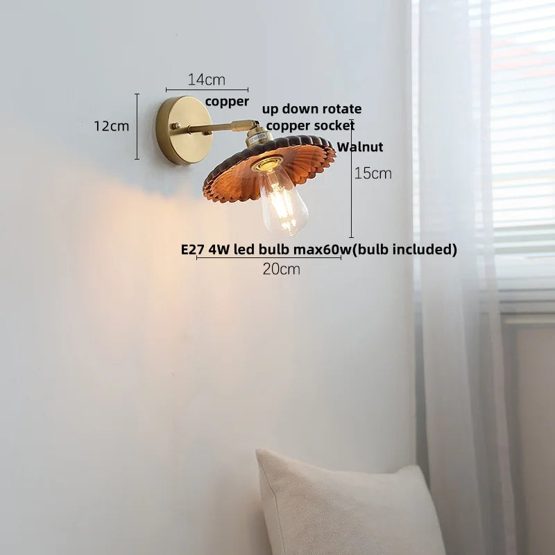 Decorbites™ LED Wandleuchte aus Walnussholz mit Zugschalter Moderner japanischer Stil Spiegelleuchte