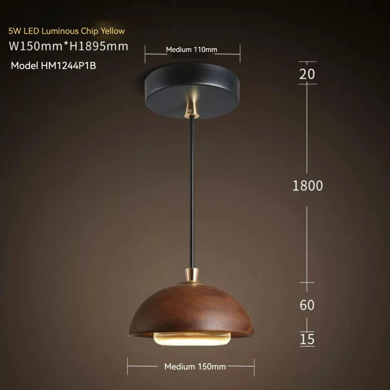 Nordic Wood And Acrylic Pendant Light In Brown
