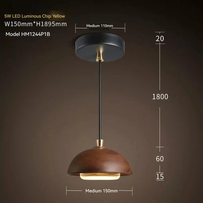 Nordic Wood And Acrylic Pendant Light In Brown