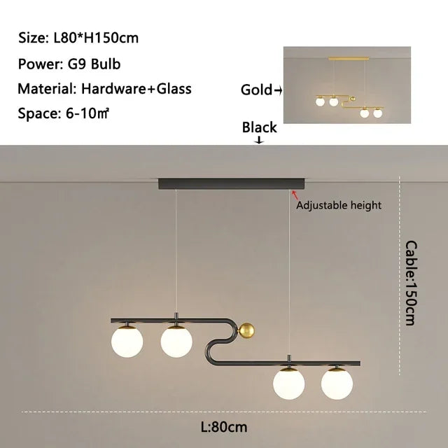 Decorbites™ Glas-Kugeln-LED-Hängelampe für Esszimmer, Wohnzimmer, Schlafzimmer, Küche