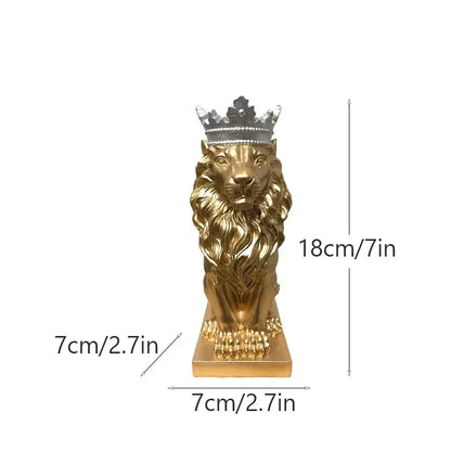 Decorbites™ Goldene Krone Löwenkönig Statue 17 cm Höhe Nordische Handwerkskunst Dekoration für Zuhause und Büro