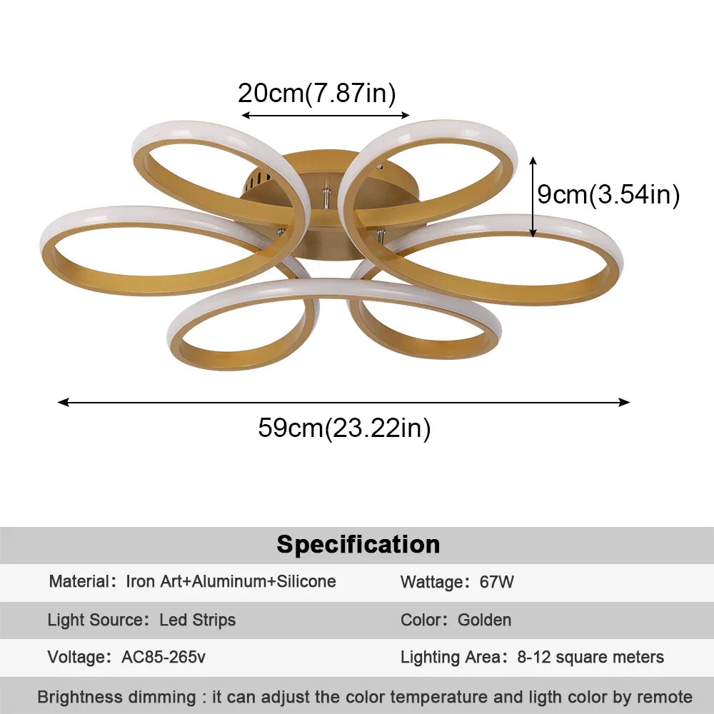 DecorBites™ Gold Flower Acrylic Pendant Chandelier - Modern LED Ceiling Light