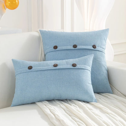 DecorBites™ Linen Button Sofa Cushion Cover Set for Living Room and Bed