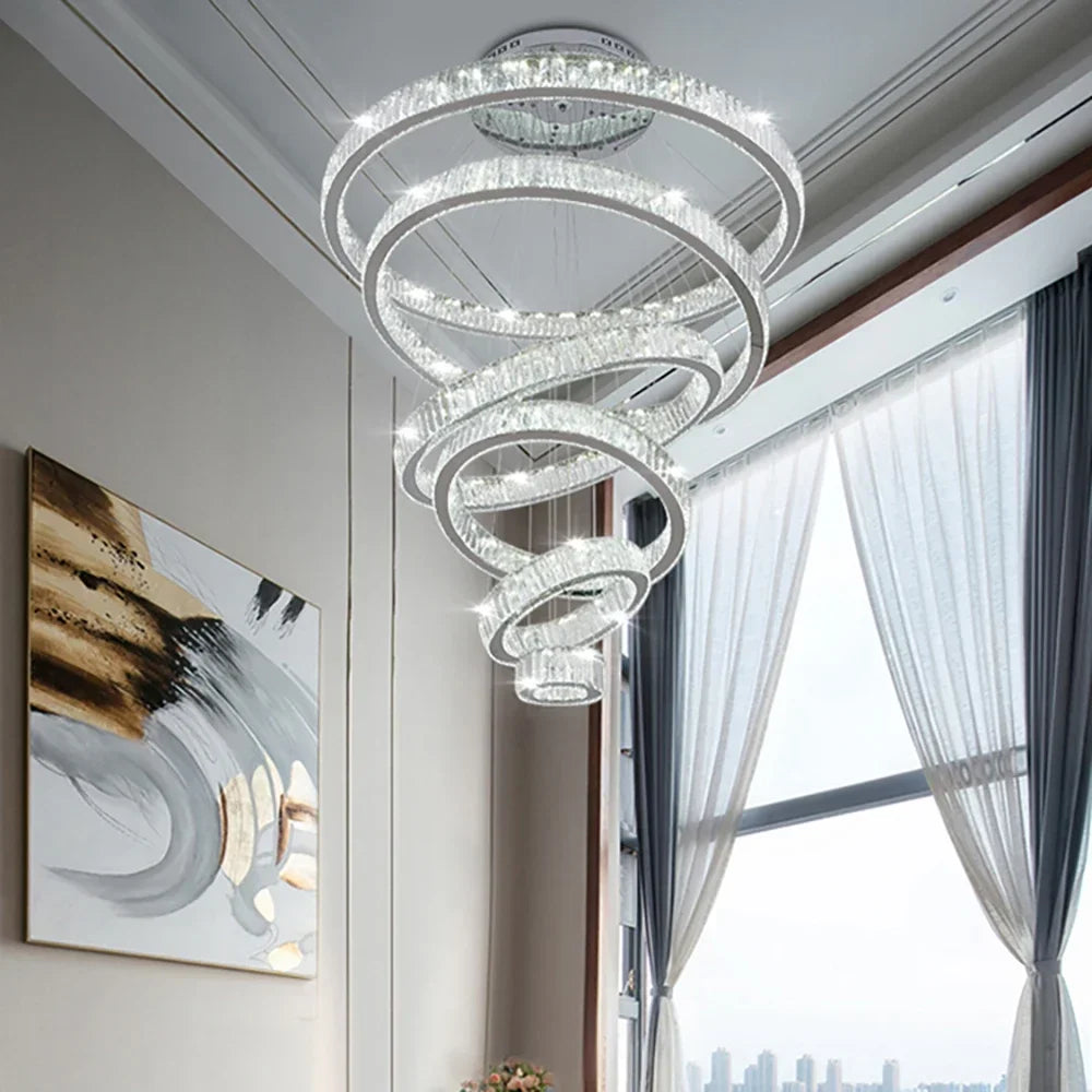 Decorbites™ Kristallring-LED-Kronleuchter: Luxuriöse moderne Deckenbeleuchtung für Treppenhaus, Esszimmer, Schlafzimmer.