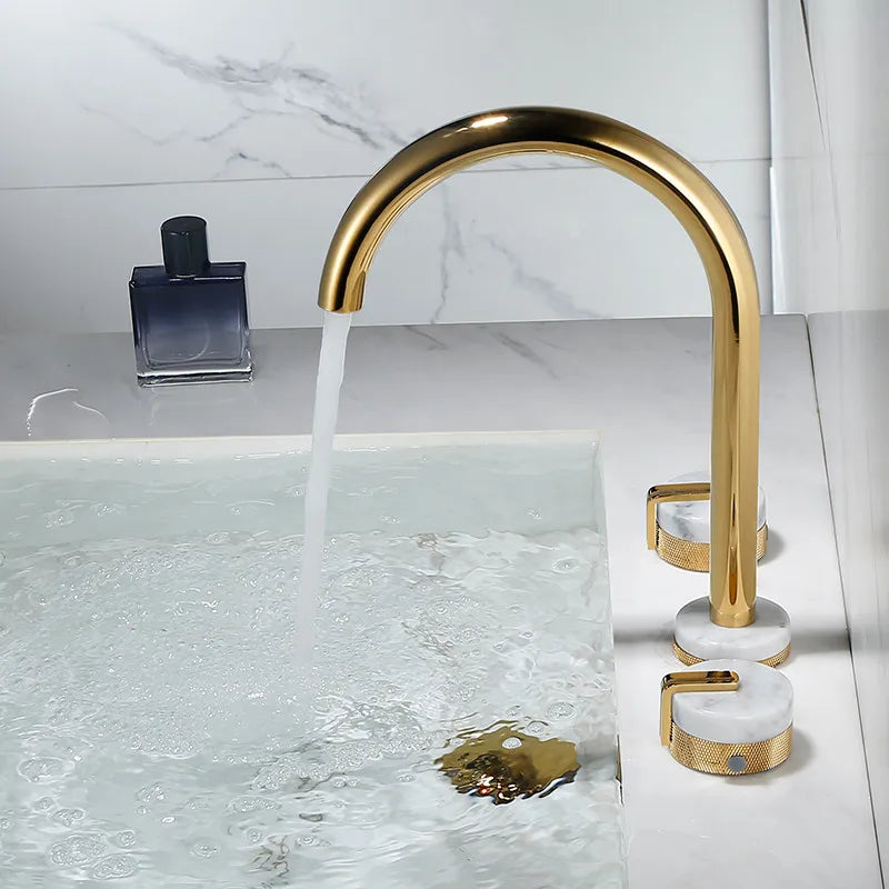 Gold Marble Widespread Faucet