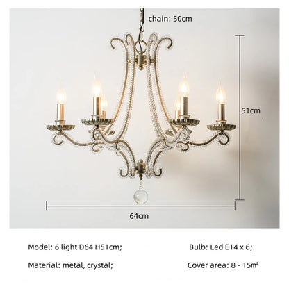 Decorbites™ Kristall-LED-Kronleuchter: Französisches Wohnzimmer Retro E14 Anhängerleuchte für die Hausdekoration