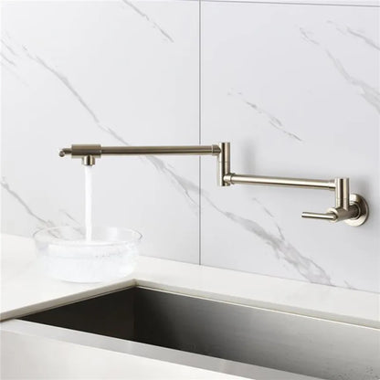 Decorbites™ Gebürstetes Gold Küchen-Topf-Füller-Wandarmhahn Einziger Kalt Wasser Klappbarer Auslauf
