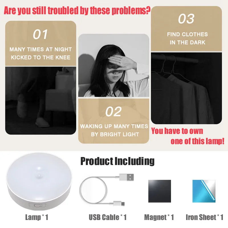 White Motion Sensor Light 3-in-1 Cabinet LED