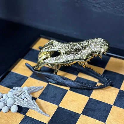 Decorbites™ Golden Dinosaurierknochen-Krokodilschädel-Dekoration für stilvolle Heimdekoration