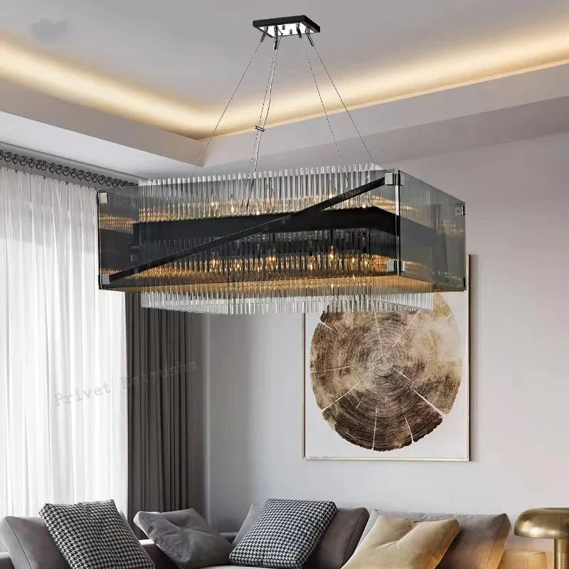 DecorBites™ Crystal Glass Pendant Chandelier for Luxe Dining Room Decor