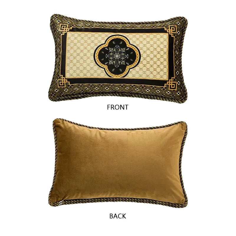 Decorbites™ Bambus Schwarz Gold Lendenkissenbezüge – Orientalischer Chinesischer Stil Luxus 30x50 cm