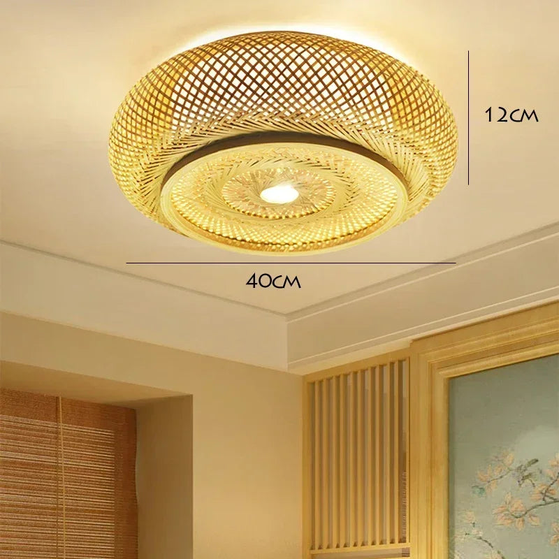 Bamboo Rattan Ceiling Light 60cm For Dining
